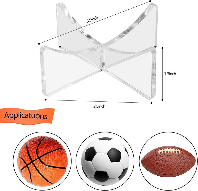 Evron Acrylic Basketball Stand, Simple and Stylish Football Display Stand Storage Holder for Volleyball Rugby Soccer Case Rack (3.54x1.3 inch; 9x3.3 cm) - Image 2